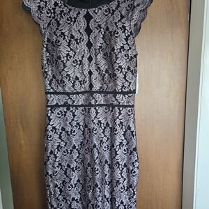 Dressbarn Black and Silver Lace Mini Dress